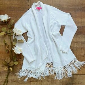 Lily Pulitzer Open Cardigan⭐️NWOT Elegant White Fringe